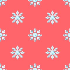 Naklejka na ściany i meble 3d Snowflakes seamless pattern on a red background
