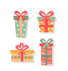 Christmas set gift boxes vector