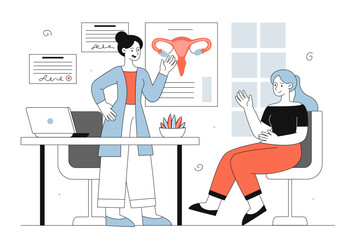 Consultation gynecologist vector line concept