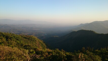 Fototapeta premium Sunset on a mountain's view point in India. Maharashtra State. Wildlife.