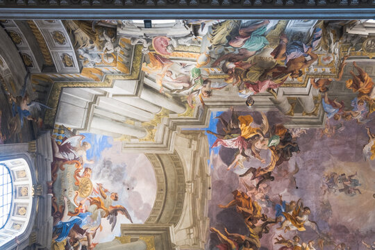 Spectacular ceiling fresco of Andrea Pozzo in the Church of St. Ignatius of Loyola, Rome, Italy
