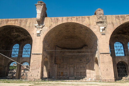 Remains of the enormous Basilica of Maxentius at the Roman Forum