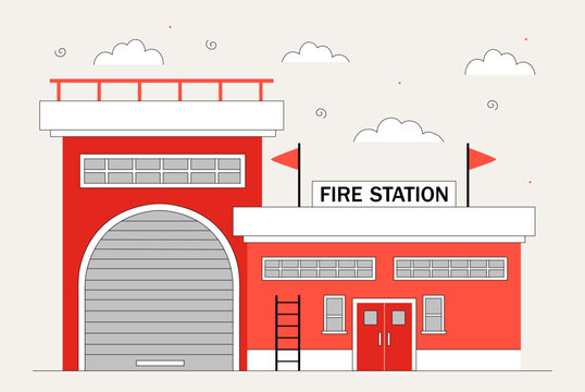 Fire station vector line concept