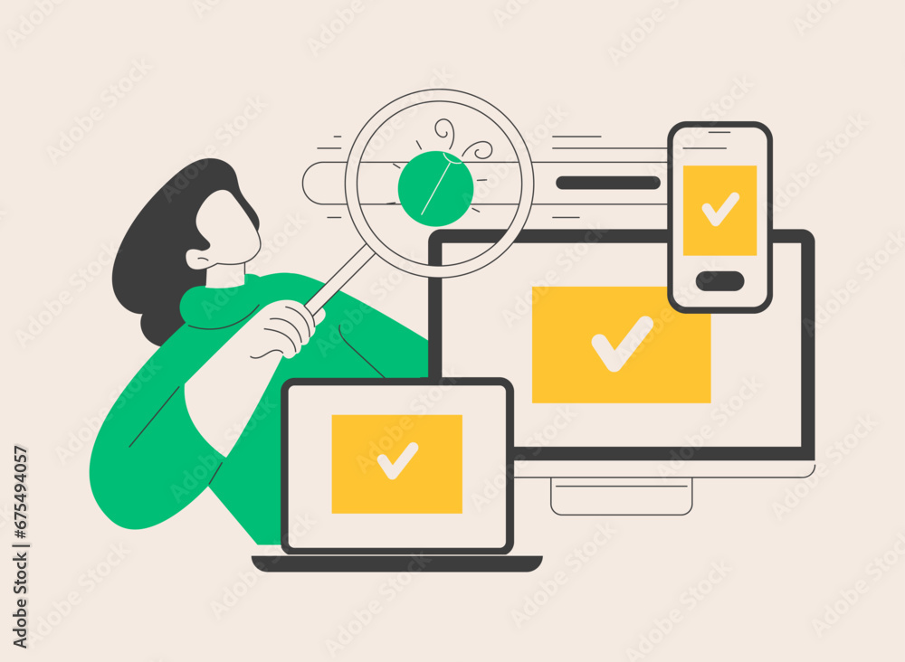 Aufkleber cross-platform testing abstract concept vector illustration.