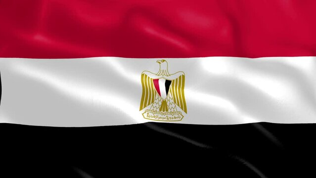 Seamless loop of the Egyptian flag waving in the wind. 