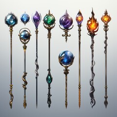 set of magic wands game assets