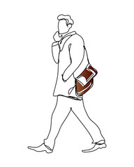 hand drawn line art vector of people on business trip. Official tour. Travel for business. Continuous line art contour.
