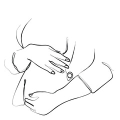 hand drawn line art vector of pregnant women. Twins pregnant together. pregnant working women. Group of pregnant ladies. pregnancy and work-life balance