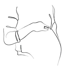 hand drawn line art vector of Pregnant, business woman and presentation at a teamwork workshop with speech and communication. Manager, female speaker and company staff meeting. Vector drawing office