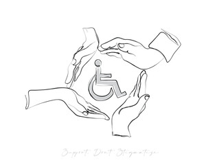 abstract man on a medical wheelchair, hand-drawn, continuous mono line, one line art, contour drawing. AI and medical treatment in rehabilitation centers. Prosthetics