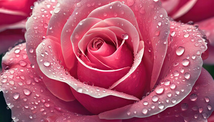 Refreshing Pink Rose Petals and Water Droplets