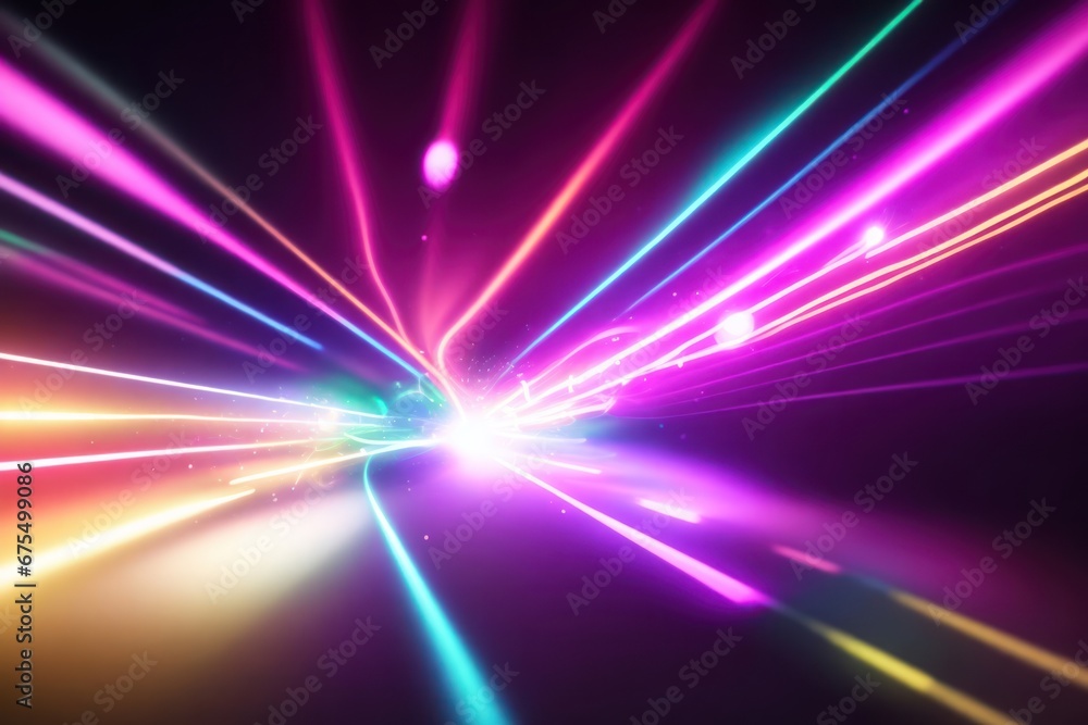 Poster colorful glowing 3d render motion line of speed. ai generative