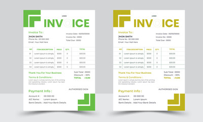 Invoice template vector design, letterhead design for corporate office. letterhead, invoice design 
illustration. Simple and creative modern corporate clean design..