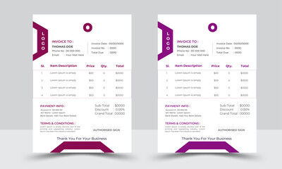 Invoice template vector design, letterhead design for corporate office. letterhead, invoice design 
illustration. Simple and creative modern corporate clean design..