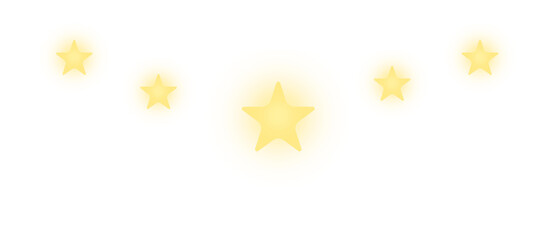 Golden stars isolated on transparent background