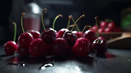 Delicious cherries cinematic food beautiful photo Ai generated art