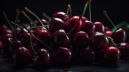 Delicious cherries cinematic food beautiful photo Ai generated art