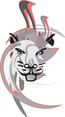 Cat head splashes on white fpr prints on T-shirts or textiles. Funny cat head in gray tonality for logos, stikers, fashion trends, interiors, embroidery, web icons, covers, fabrics, posters, etc.