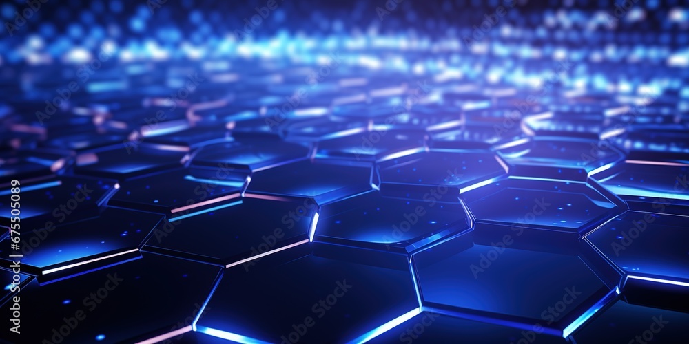 Poster abstract background hexagon pattern with glowing lights