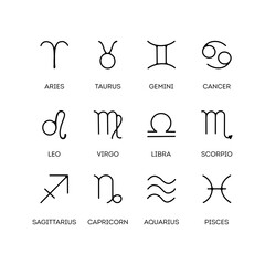 Zodiac signs. Set of zodiac signs icons.