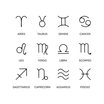 Zodiac signs. Set of zodiac signs icons.