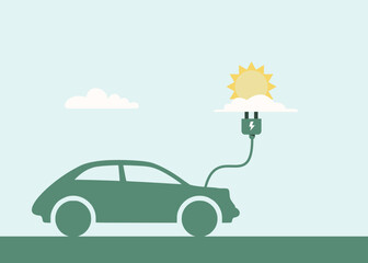an electric car is plugged into the cloud with an eco plugged battery