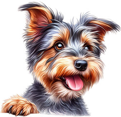 Australian Terrier Majesty: Detailed Watercolor Dog Illustration Capturing the Essence of This Loyal Canine