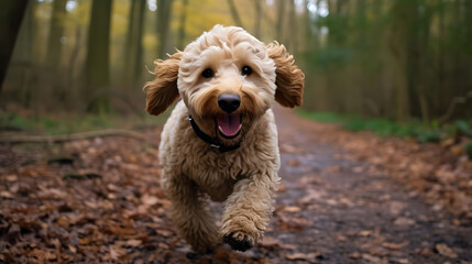 Smiling Goldendoodle Approaching, Generative AI