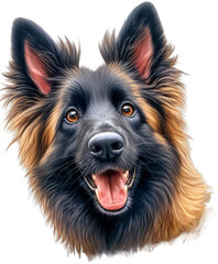 Ethereal Elegance: Captivating Watercolor Dog Illustration of a Belgian Tervuren