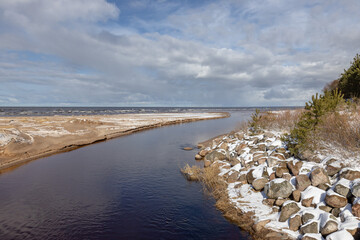 Sand Dunes of Oostende in the snow, North Sea coast