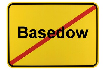 Illustration eines Ortsschildes der Gemeinde Basedow in Mecklenburg-Vorpommern