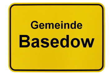 Illustration eines Ortsschildes der Gemeinde Basedow in Mecklenburg-Vorpommern