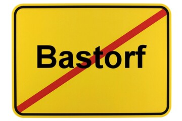 Fototapeta premium Illustration eines Ortsschildes der Gemeinde Bastorf in Mecklenburg-Vorpommern