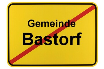 Illustration eines Ortsschildes der Gemeinde Bastorf in Mecklenburg-Vorpommern