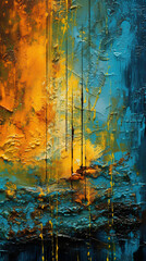 Abstract yellow and blue oil painting texture background