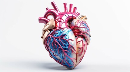 Human heart on white background, Colored, creative illustration in futuristic style. Visual for design of medical 