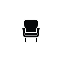 Armchair icon. Simple style furniture shop big sale poster background symbol. Armchair brand logo design element. Armchair t-shirt printing. Vector for sticker.