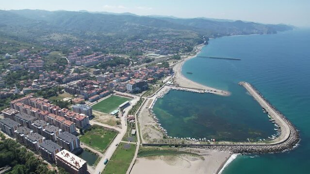 Turkey, black sea coast, aerial view filyos province. Filyos Castle