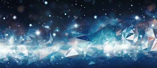 The abstract art illustration featured a festive Christmas design with a background of a winter party showcasing a captivating pattern of white and blue diamonds reflecting the light and sno