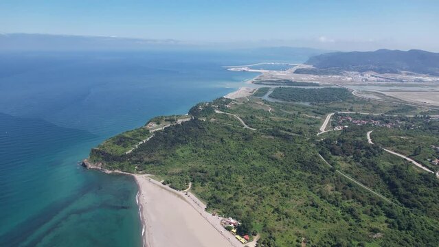 Turkey, black sea coast, aerial view filyos province. Filyos Castle