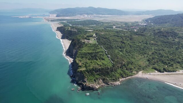 Turkey, black sea coast, aerial view filyos province. Filyos Castle