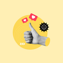 Like Hand, Human Hand, Approval Sign, Like Icon, Composite Image, Abstract, Halftone, Image Based...