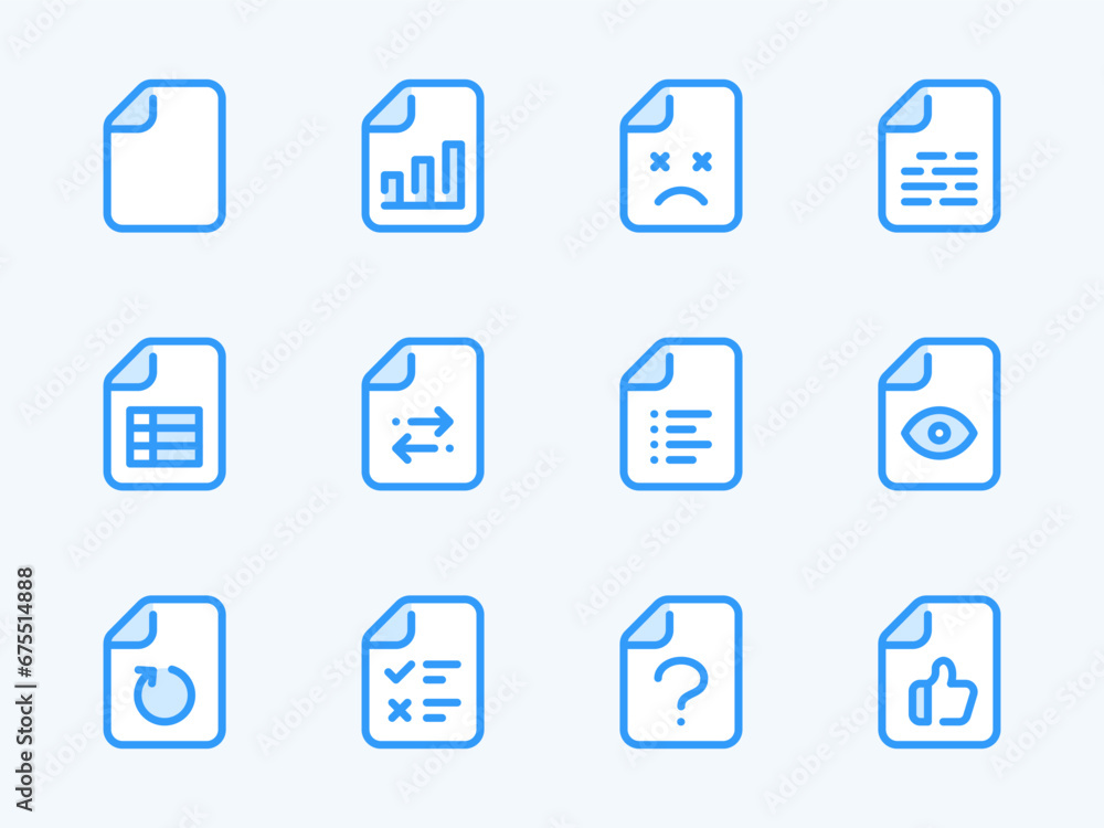 Aufkleber document and file type vector line icons. data and file configurations outline icon set. spreadsheet