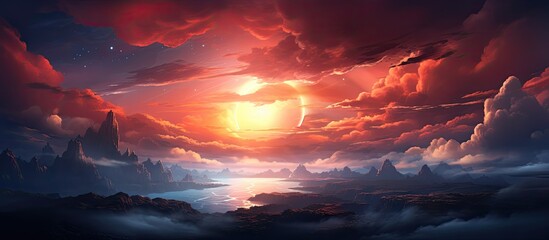 The stunning background of the sky in this isolated art illustration is brought to life with...