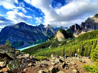 Fototapeta na wymiar Stunning view of the iconic Beehive mountain peak in Banff National Park, Alberta