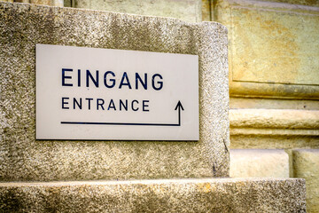 entrance sign in germany - translation: entrance