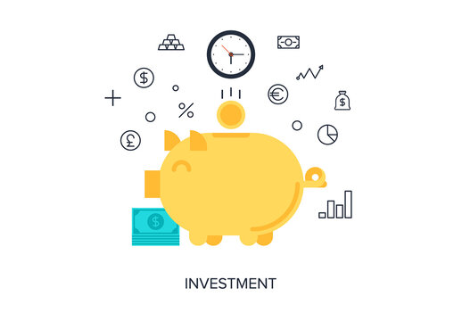 Vector illustration of flat and colorful investment concept. Design elements for web and mobile applications.