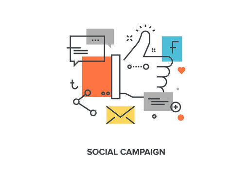 Vector illustration of social campaign flat line design concept.