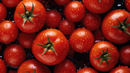 fresh tomatoes - tomato - tomatoes with droplets of water - obrazy, fototapety, plakaty