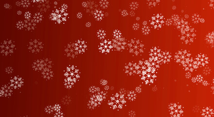 Copos de nieve sobre fondo rojo.